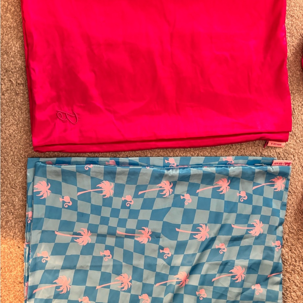 Pink and Blue kitsch pillowcases with scrunchie set.  Includes Barbie T-shirt.